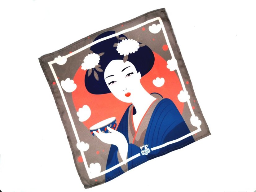 Luxusná hodvábna vreckovka GEISHA sivá