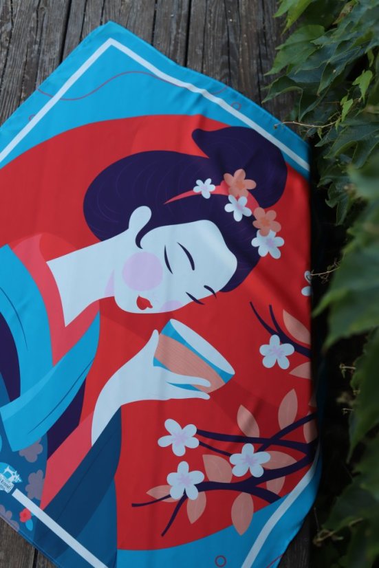 Elegantná dámska šatka GEISHA tyrkysová