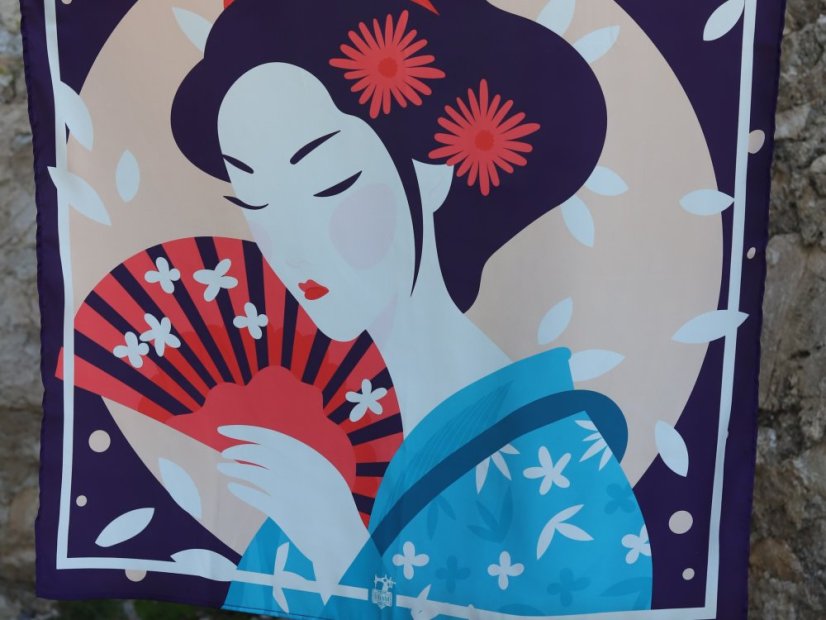 Elegantná dámska šatka GEISHA tmavofialová