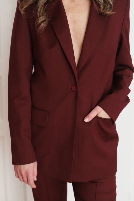 Nohavicový kostým BURGUNDY - Veľkosť: 36