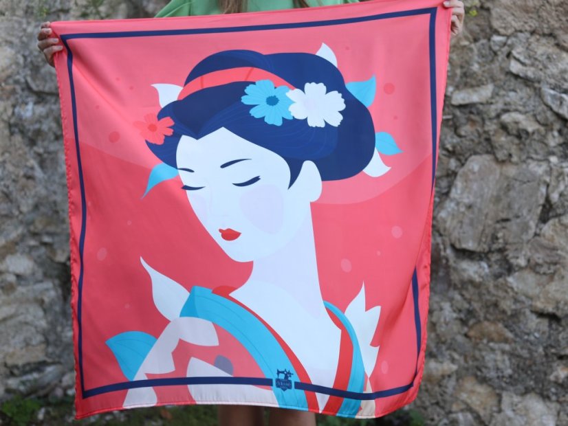Elegantná dámska šatka GEISHA červená