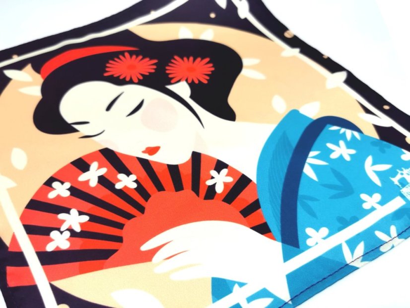 Luxusná hodvábna vreckovka GEISHA hnedofialová